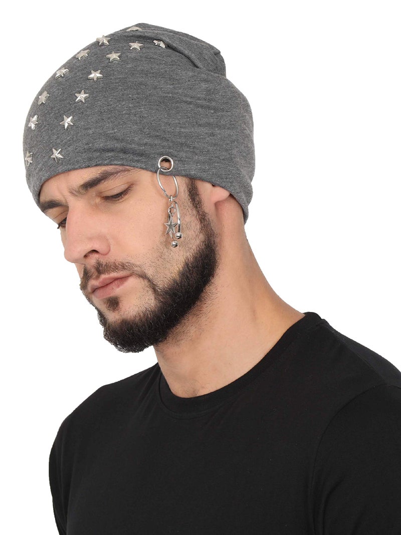 FabSeasons Cotton Beanie with Stud Accessories and Faux Fur Lining on The Inner for Winters - Image 1