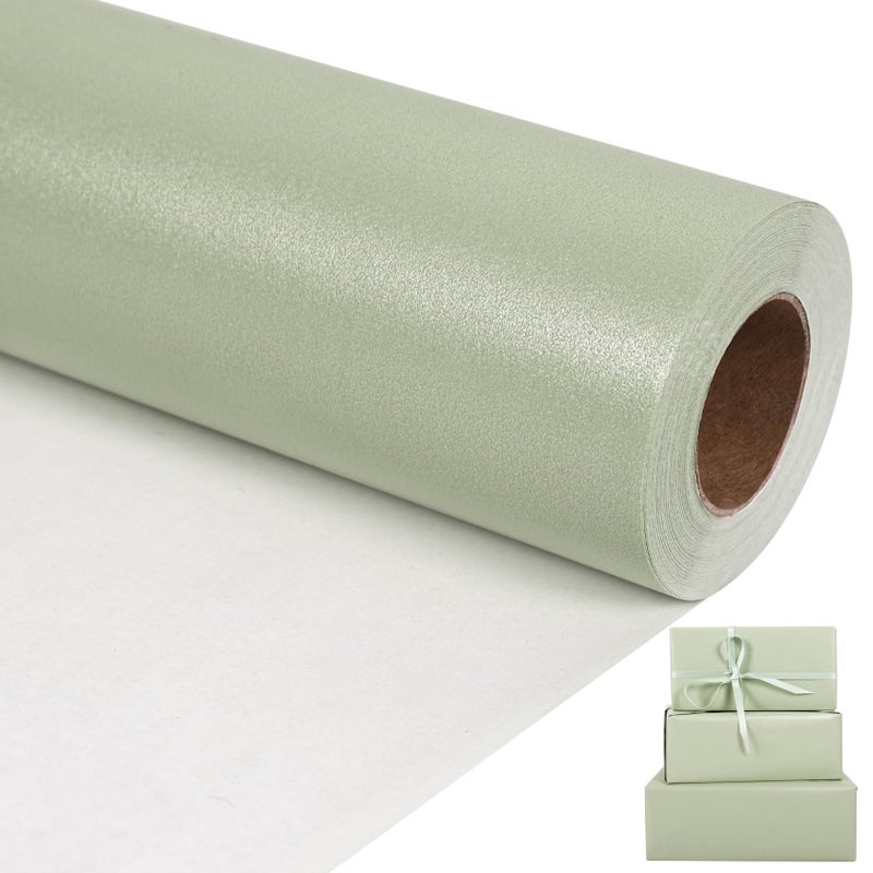 Aimyoo Sage Green Matte Wrapping Paper 17 Inches X 50 Feet 708 sqft Solid Color PearlyLustre Paper Roll for Christmas Birthday Baby Shower Wedding Gift Wrap - Image 2