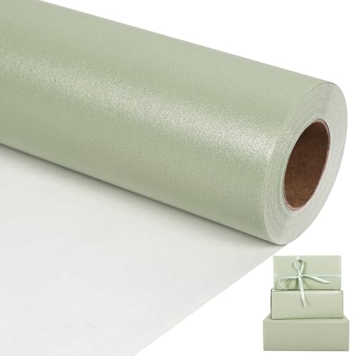 Aimyoo Sage Green Matte Wrapping Paper 17 Inches X 50 Feet 708 sqft Solid Color PearlyLustre Paper Roll for Christmas Birthday Baby Shower Wedding Gift Wrap - Image 1