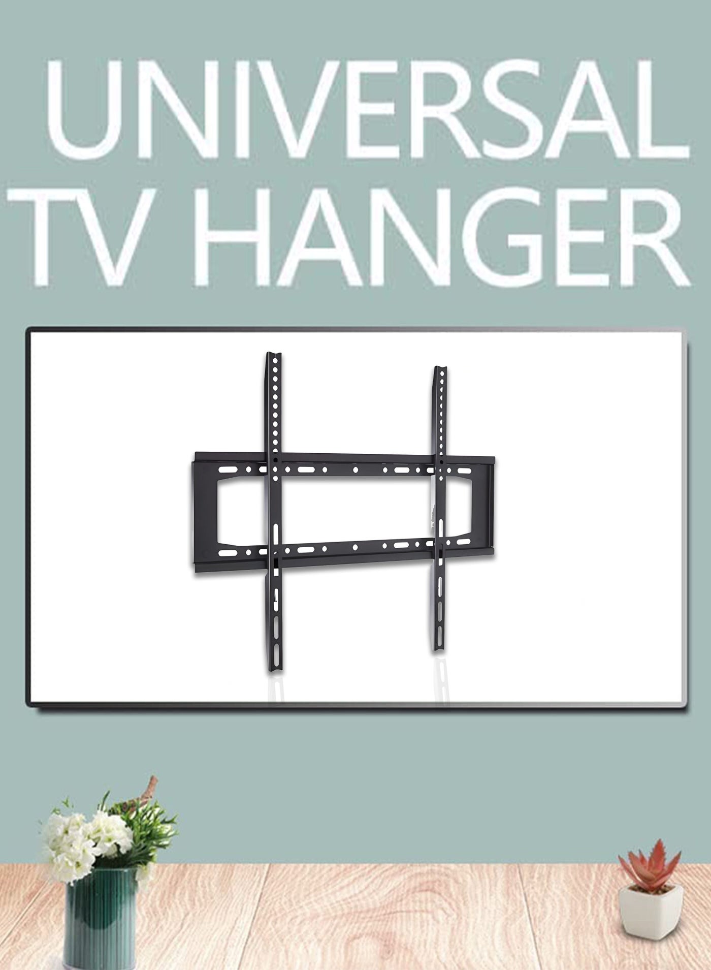 TV Wall Mount 63 Inches Ultra Strong Fixed Bracket For Flat Curved Screen LED LCD OLED Plasma High-Quality Material Wide Compatibility Space Saver Strong Grip Black