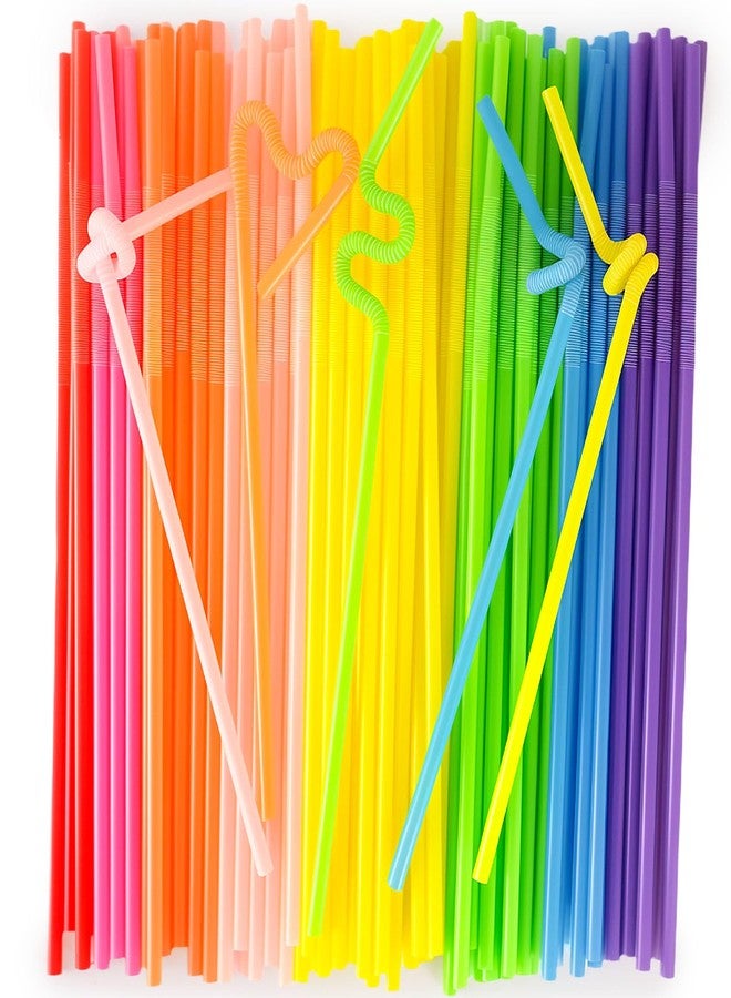 HANSGO Disposable Colorful Drinking Straws, 13inch Extra Long Flexible Straws for Party Decorations, 7 Colors, 100PCS - Image 1