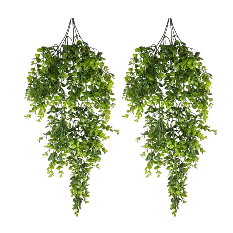 Ekhasa Nostrae Eucalyptus Leaves Hanging Artificial Plants (Set of 2) | Ivy Gardens Artificial Hanging Plants for Decor | Falling Creepers Climbers Green Fake Vines for Pots (Eucalyptus Strings) - Image 1