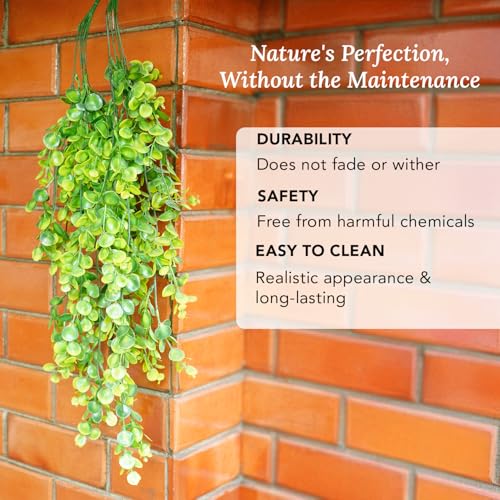Ekhasa Nostrae Eucalyptus Leaves Hanging Artificial Plants (Set of 2) | Ivy Gardens Artificial Hanging Plants for Decor | Falling Creepers Climbers Green Fake Vines for Pots (Eucalyptus Strings) - Image 5