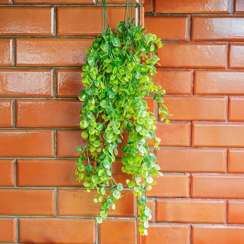 Ekhasa Nostrae Eucalyptus Leaves Hanging Artificial Plants (Set of 2) | Ivy Gardens Artificial Hanging Plants for Decor | Falling Creepers Climbers Green Fake Vines for Pots (Eucalyptus Strings) - Image 2
