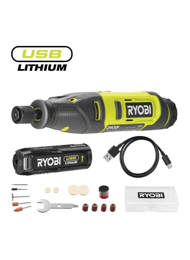 RYOBI Tools Ryobi 4V Usb Lithium Cordless Rotary Tool Starter Kit, 1 X 4V 2.0 Ah Battery, Usb C Charging Cable - Image 1