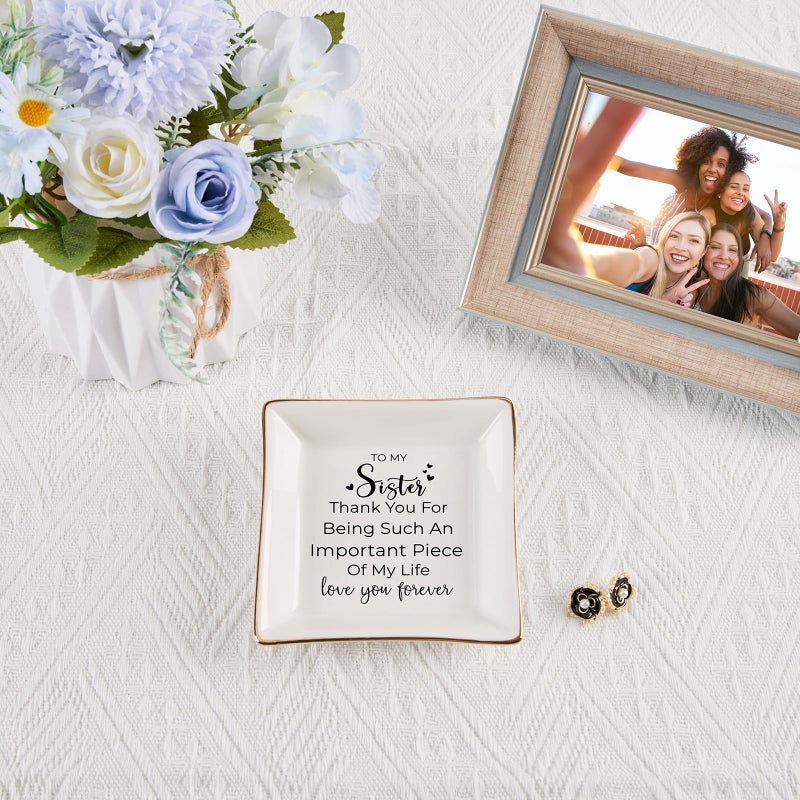 COZITED Sister Gifts, To My Sister Ring Tray Jewelry Dish, Sister Birthday Gifts for Sister Christmas Mother's Day Valentines Gift for Sisters from Sister Brother - Image 4