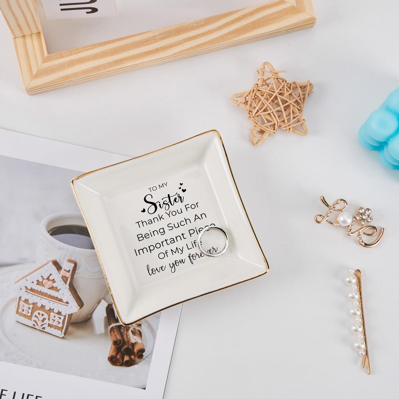 COZITED Sister Gifts, To My Sister Ring Tray Jewelry Dish, Sister Birthday Gifts for Sister Christmas Mother's Day Valentines Gift for Sisters from Sister Brother - Image 2
