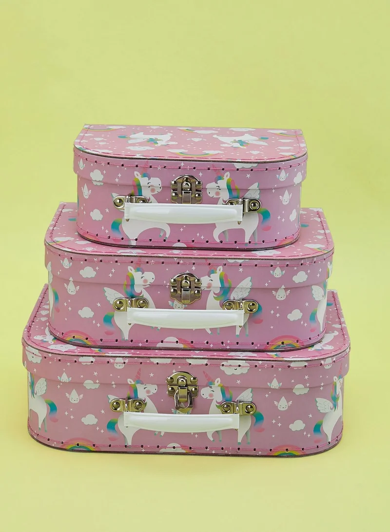 Sass & Belle 3 Pack Rainbow Unicorn Suitcase