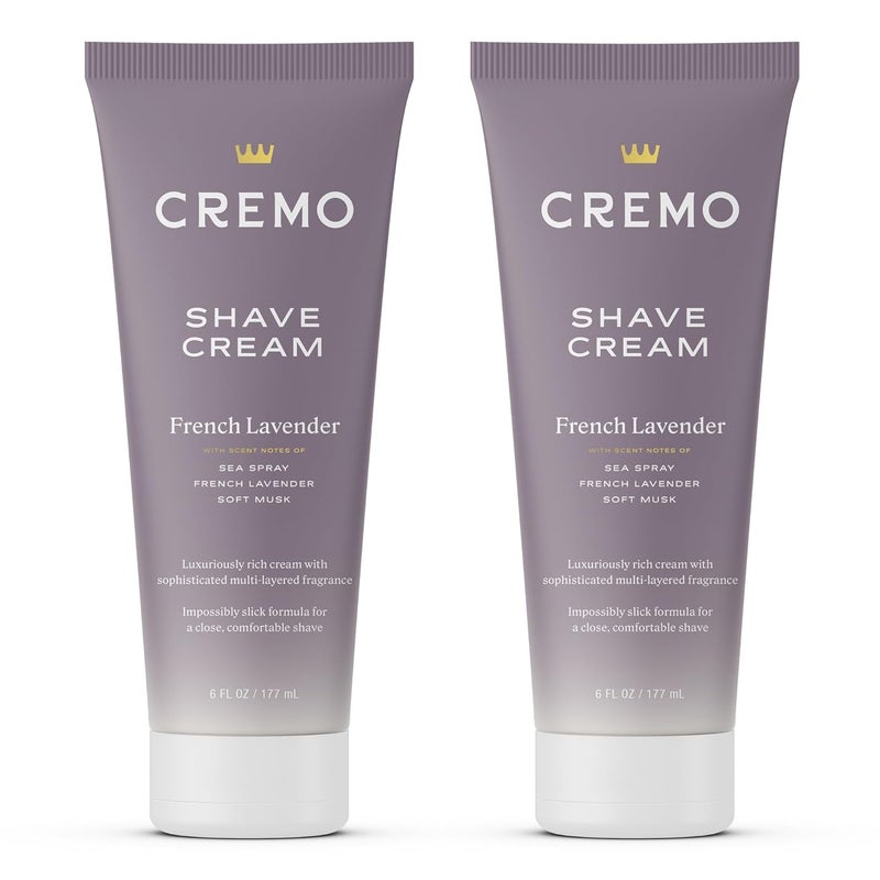 Cremo Womens Shaving Cream Sensitive Skin Moisturizing French Lavender UltraSlick Shave Cream for Women Fights Nicks Cuts and Razor Burn 6 Fl Oz Pack of 2
