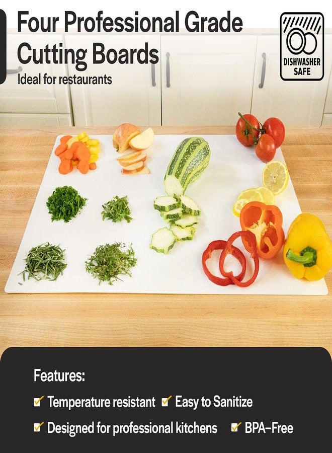 Thirteen Chefs Professional Cutting Board Mats 24 x 18 Inch - 4 Pack, Extra Large White Color, Flexible Plastic made from Heavy Duty HDPE (1/16" Thick) - Image 2