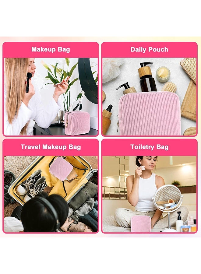 Quantum Sanitary Napkin Storage Bag, Cute Corduroy Sanitary Napkin Storage Bag with Zipper, Mini Makeup Bag Coin Purse Wallets with Zipper for Women (Pink) - Image 5