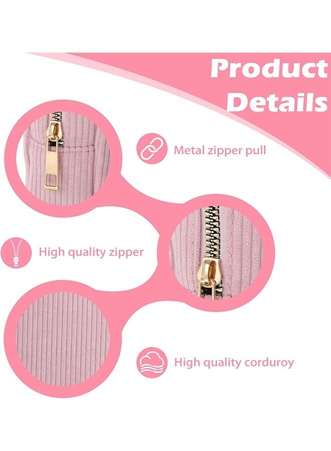 Quantum Sanitary Napkin Storage Bag, Cute Corduroy Sanitary Napkin Storage Bag with Zipper, Mini Makeup Bag Coin Purse Wallets with Zipper for Women (Pink) - Image 3