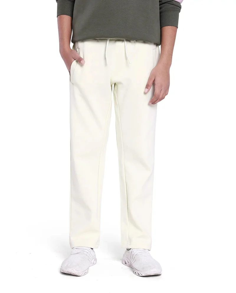 Rare Ones Rare Ones Kids Tami Light Yellow Cotton Poly Regular Fit Multipocket Solid Trackpant
