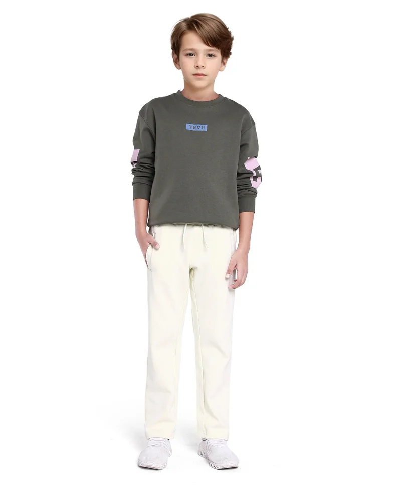 رير ونز Rare Ones Kids Tami Light Yellow Cotton Poly Regular Fit Multipocket Solid Trackpant