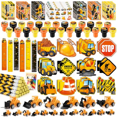 BenLouis 96Pcs Construction Party Favors Excavator Tractor Theme School Stationery Set Bulk for Kids Construction Birthday Party Goodie Bag Stuffers Classroom Gifts Rewards Pinata Filler - Image 1