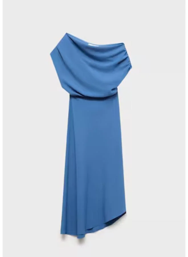 مانجو Casual Asymmetrical-Neck Midi-Dress