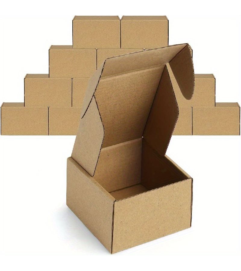 15 Pcs 4x4x2 Inch Shipping Boxes with Lids Brown Cardboard Gift Containers - Image 1