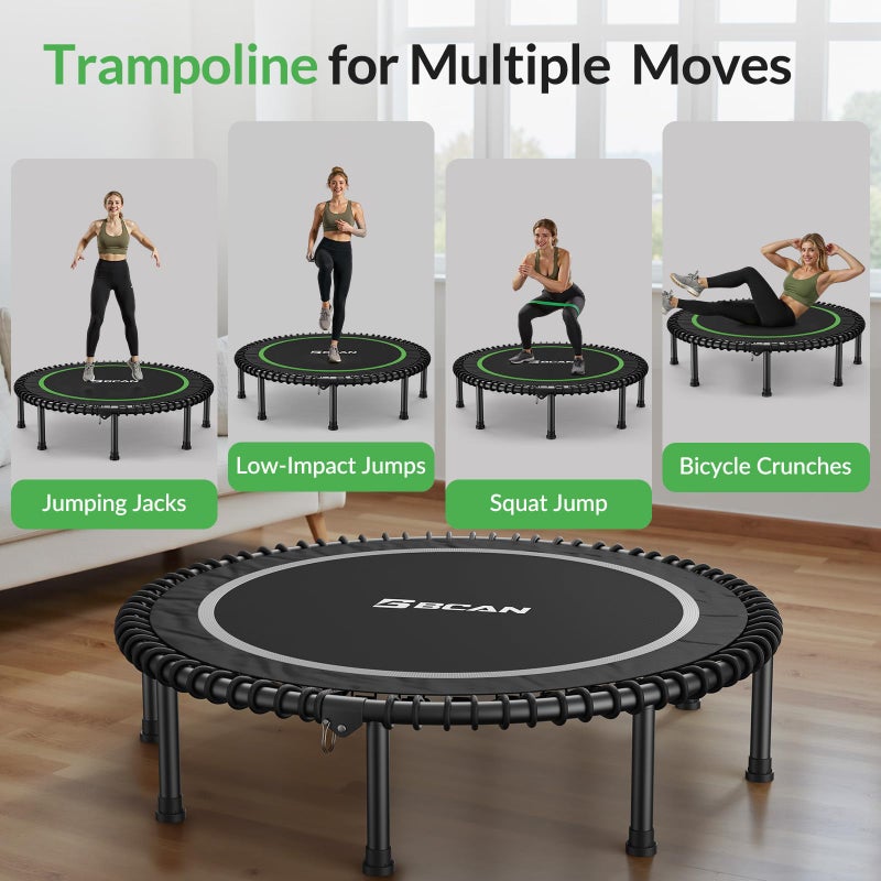 BCAN 48" Adult Fitness Trampoline with Durable Bungees, Stable & Quiet Exercise Rebounder,Great Mini Trampoline for Indoor/Garden Workout - Image 4