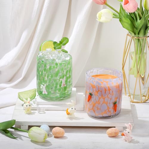 SiliFine 2 PCS Rabbit & Carrot Icon Juice Glasses, 14oz Icon Stemless Wine Glasses Set Drinking Cups for Gift Spring Easter Party Drinkware - Image 5
