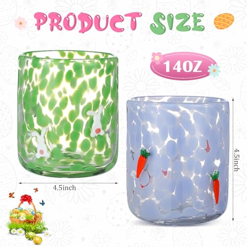 SiliFine 2 PCS Rabbit & Carrot Icon Juice Glasses, 14oz Icon Stemless Wine Glasses Set Drinking Cups for Gift Spring Easter Party Drinkware - Image 3