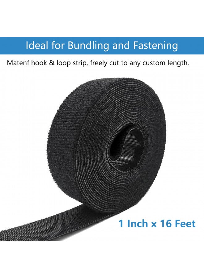 Matenf Double-Sided Hook and Loop Straps, Self-Gripping, 1 Inch Wide, Cut to Length, Heavy Duty, Quick Wrap Cable Straps, Hook & Loop Roll for Bundling Fastening Storage and Organization, 1'' x 16' - Image 2