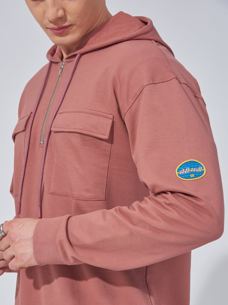 Maniac Mens Solid Double Pocket Hooded Neck Full Sleeve Onion Cotton Sweatshirt - Image 4