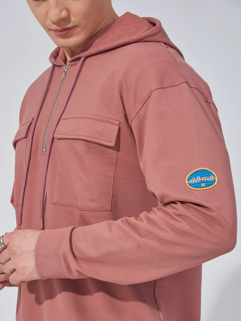 Maniac  Maniac Mens Solid Double Pocket Hooded Neck Full Sleeve Onion Cotton Sweatshirt for Men | Best Price UAE