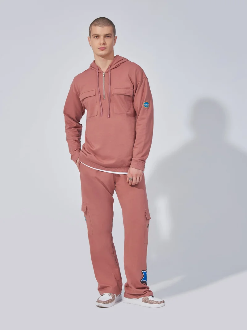Maniac  Maniac Mens Solid Double Pocket Hooded Neck Full Sleeve Onion Cotton Sweatshirt for Men | Best Price UAE