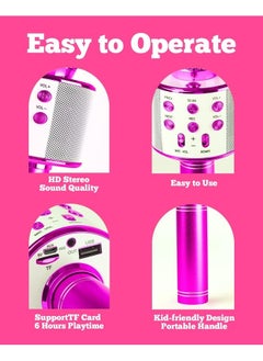 ELTRAZONE 2-Pack Kids Karaoke Microphones: Portable Bluetooth Singing Toys in Rose Gold & Purple - Perfect Birthday Gifts  - Image 5