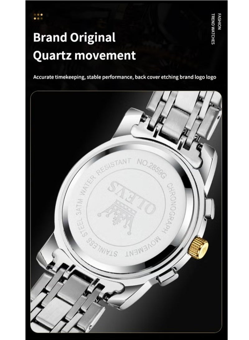 أوليفز ساعات رجالية عصرية من الفولاذ المقاوم للصدأ كوارتز كرونوغراف مقاومة للماء - Image 5