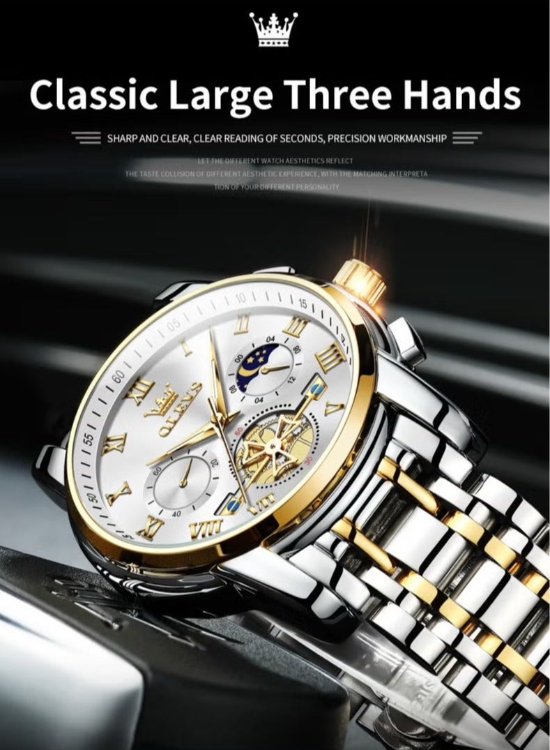 أوليفز ساعات رجالية عصرية من الفولاذ المقاوم للصدأ كوارتز كرونوغراف مقاومة للماء - Image 4