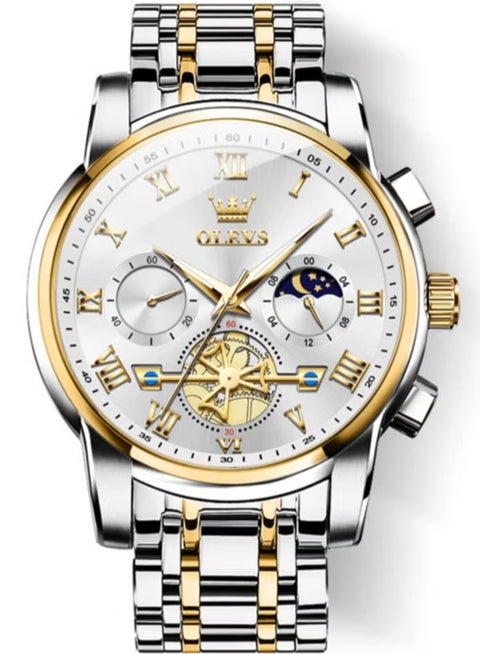 Watches For Men Fashion Stainless Steel Quartz Chronograph Water Resistant Watch