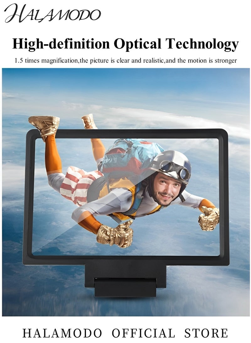 HALAMODO Screen Magnifier Amplifier 3D HD New Phone Holder Screen Amplifier Movie Video Phone Amplifier Screen Phone Projector for Watching Movies Videos - Image 2