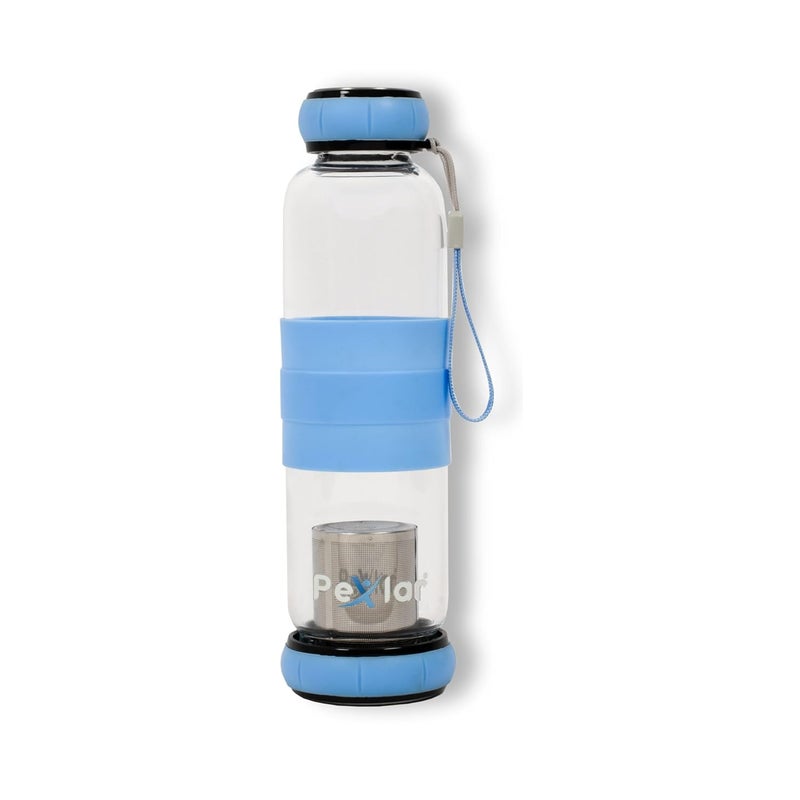 Pexlar Alkaline Water Filter Bottle Borosilicate Glass Alkaline Water Generator Blue 500 ml - Image 1