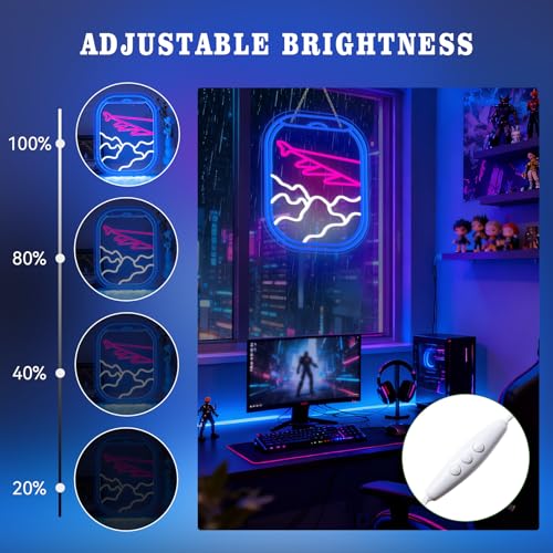 WLHOPE Airplane Window View Neon Signs Blue Pink LED Neon Sign for Wall Decor, USB Plane Window Clouds Neon Light Up Signs for Bedroom Living Room Game Room Office Shop Airport Wall Art Decor - Image 5