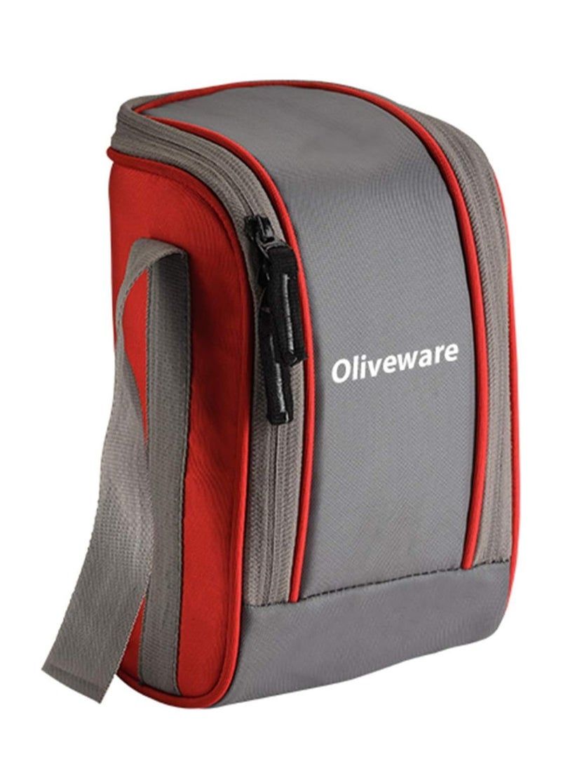 oliveware Boss Lunch Box - Red | Steel Range | Microwave Safe & Leak Proof | 3 Air-Tight Containers with Bag | Keep Food Hot | School, College & Office Use  - Image 2