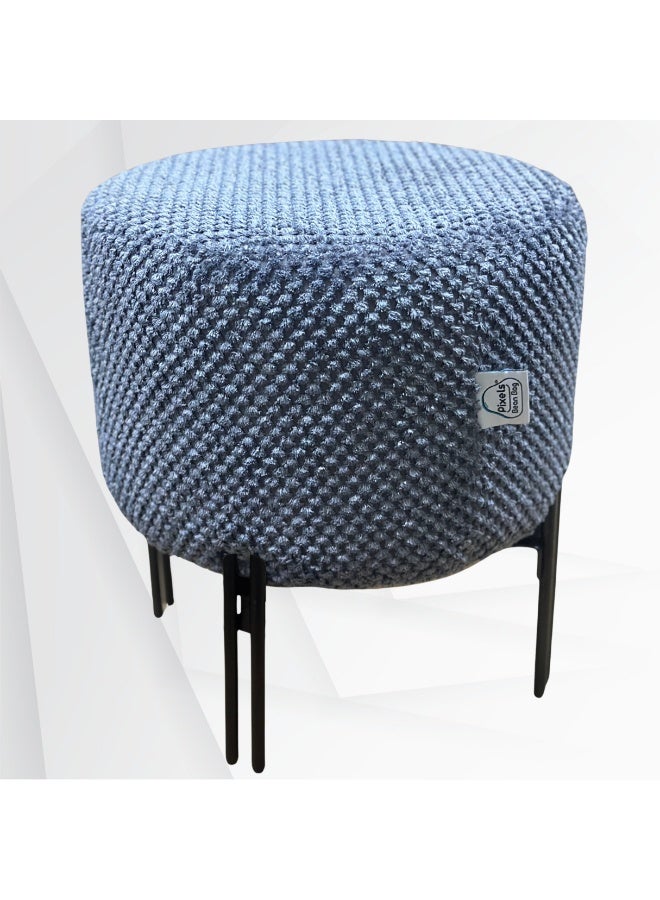 PixelsBeanBag Round Ottoman Linen Fabric by PixelsBeanBag with Metal Legs, for Living Room and Bedroom. - Image 2