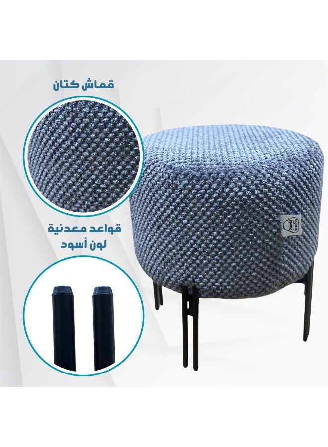 PixelsBeanBag Round Ottoman Linen Fabric by PixelsBeanBag with Metal Legs, for Living Room and Bedroom. - Image 3