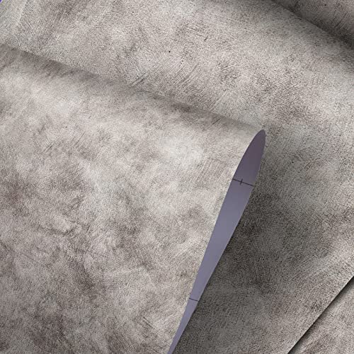 Ekmxmax Concrete Cement Wallpaper Peel and Stick Gray Sliver Contact Paper 24"×200" Matte Faux Grasscloth Waterproof Self Adhesive Thicken Industrial PVC for RV Bathroom Living Room Bedroom - Image 1