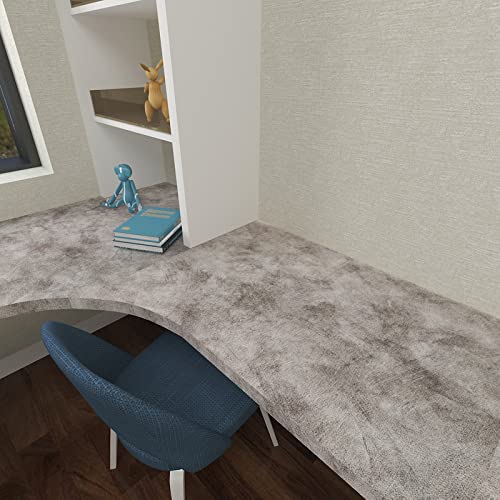 Ekmxmax Concrete Cement Wallpaper Peel and Stick Gray Sliver Contact Paper 24"×200" Matte Faux Grasscloth Waterproof Self Adhesive Thicken Industrial PVC for RV Bathroom Living Room Bedroom - Image 4