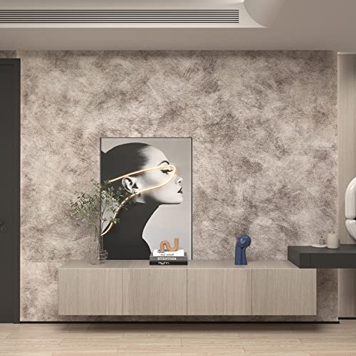 Ekmxmax Concrete Cement Wallpaper Peel and Stick Gray Sliver Contact Paper 24"×200" Matte Faux Grasscloth Waterproof Self Adhesive Thicken Industrial PVC for RV Bathroom Living Room Bedroom - Image 2