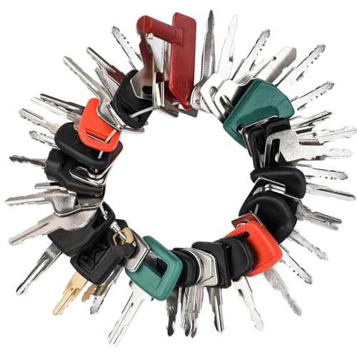 Tecreddy 42 Heavy Equipment Keys Master Set, Machine Ignition Key for Cat Caterpillar John Deere Komatsu Volvo Bobcat Kubota JCB Case Hyster Yanmar Daewoo Takeuchi New Holland Construction Equipment - Image 1