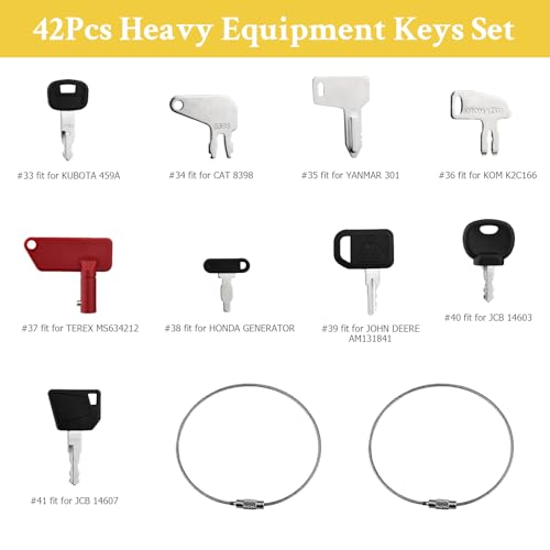 Tecreddy 42 Heavy Equipment Keys Master Set, Machine Ignition Key for Cat Caterpillar John Deere Komatsu Volvo Bobcat Kubota JCB Case Hyster Yanmar Daewoo Takeuchi New Holland Construction Equipment - Image 4