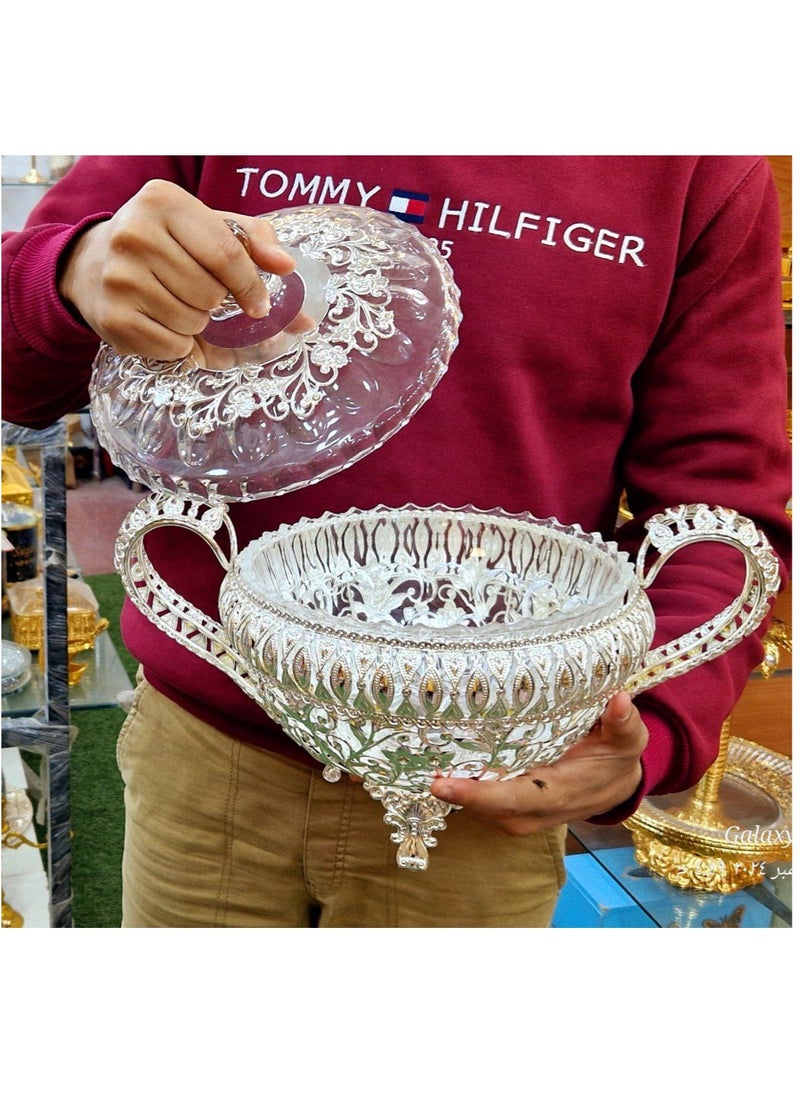 ماركة غير محددة بنبونيرة لشكولاتات و البمبوني مزوده باثنين يلسهولة الحمل كواليتي عالي الجودة سلفر بلاتيد ثقيل في زجاج كريستال  مقاس كبير  - Image 5