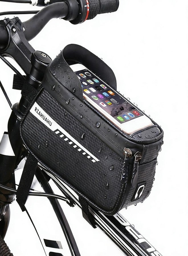 Lythor Bike/Bicycle Phone Holder Bag, Bicycle Front Frame Bag, Waterproof Tube Bag, Bike Accessories, Cycling Pouch with TPU Touch-Screen& Sun-Visor Compatible Phone Under 6.5” (Black) - Image 4