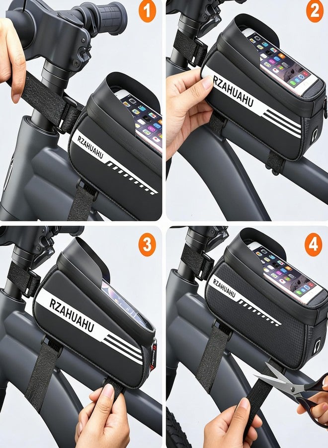 Lythor Bike/Bicycle Phone Holder Bag, Bicycle Front Frame Bag, Waterproof Tube Bag, Bike Accessories, Cycling Pouch with TPU Touch-Screen& Sun-Visor Compatible Phone Under 6.5” (Black) - Image 5