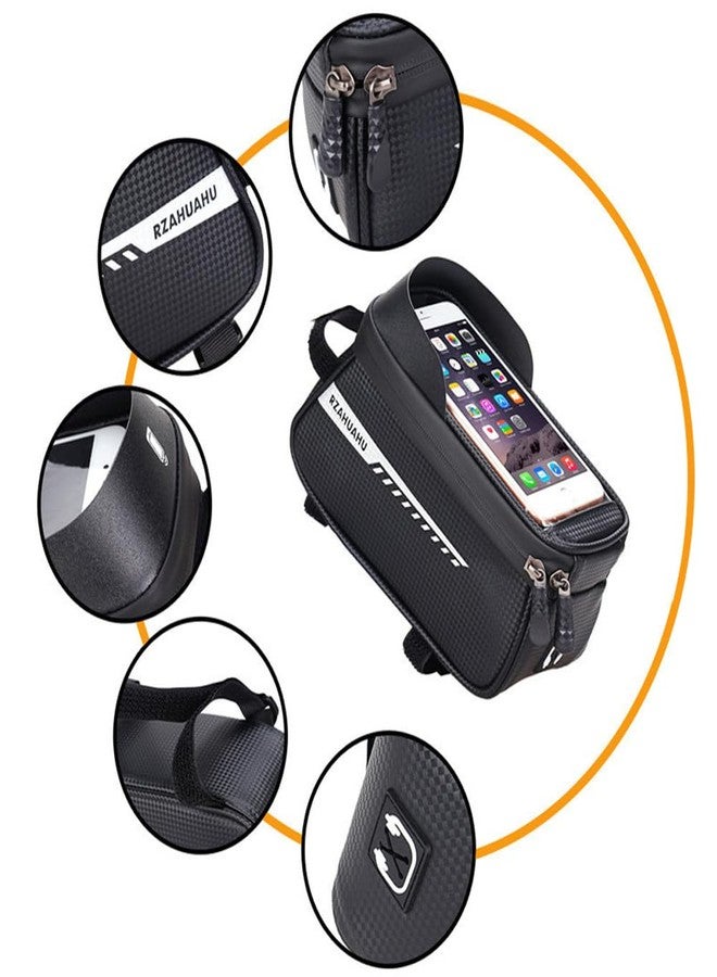 Lythor Bike/Bicycle Phone Holder Bag, Bicycle Front Frame Bag, Waterproof Tube Bag, Bike Accessories, Cycling Pouch with TPU Touch-Screen& Sun-Visor Compatible Phone Under 6.5” (Black) - Image 2