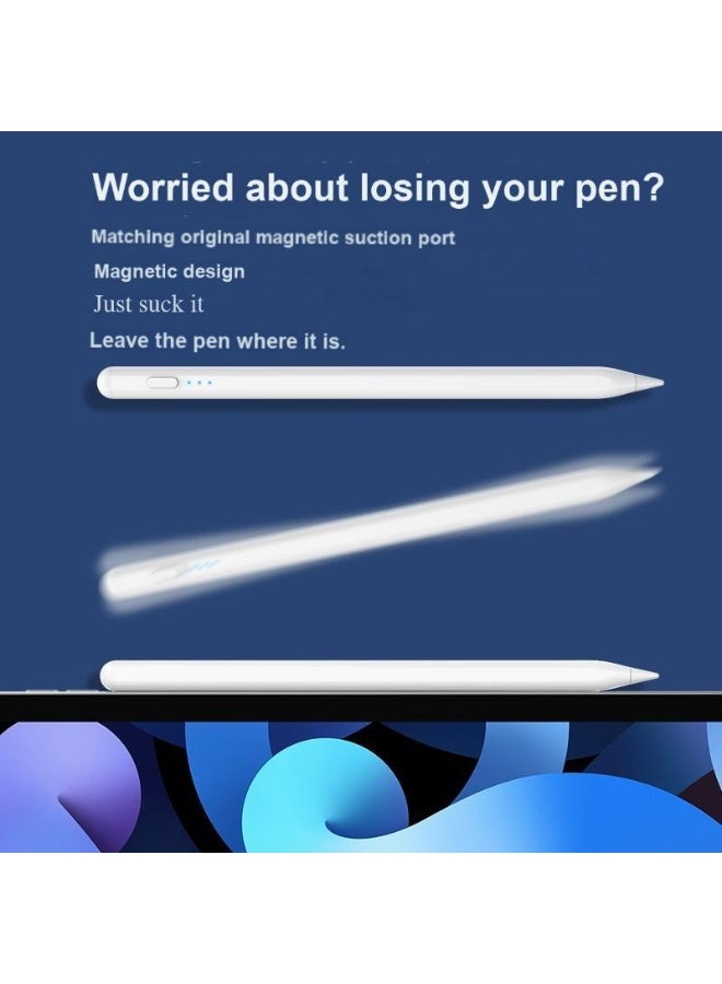Stylus Pen for Apple iPad (2018 & Later), Palm Rejection, Magnetic Attachment, USB-C Rechargeable, Precise Writing/Drawing, Compatible with iPad Pro (11/12.9 Inch), iPad Air 3rd/4th Gen, iPad 6/7/8th Gen, iPad Mini 5th Gen, No Bluetooth Needed, with 3 Nib Tips + Charging Cable + Manual – White - Image 4