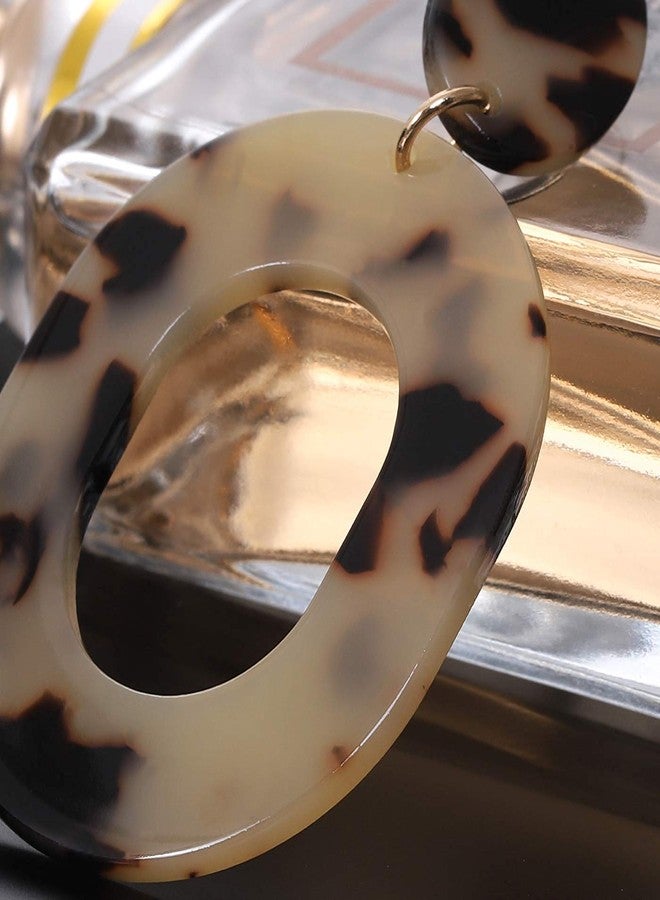 YAHPERN Acrylic Earrings For Women Statement Geometric Earrings Resin Acetate Drop Dangle Earrings Mottled Hoop Earrings Fashion Jewelry (Leopard) - Image 5