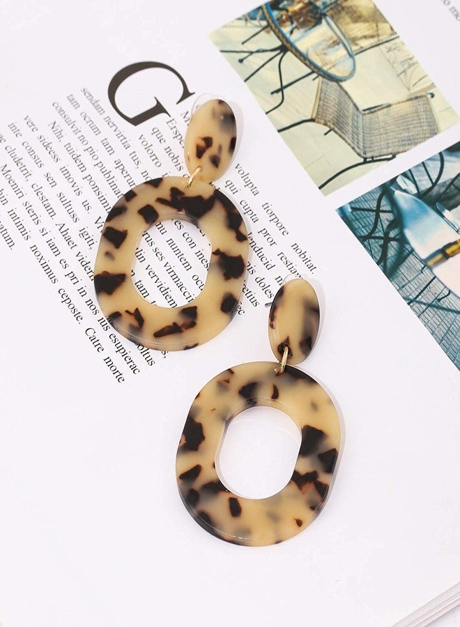 YAHPERN Acrylic Earrings For Women Statement Geometric Earrings Resin Acetate Drop Dangle Earrings Mottled Hoop Earrings Fashion Jewelry (Leopard) - Image 4